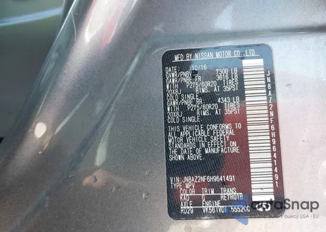 2017 Infiniti Qx80 from USA, damaged, VIN JN8AZ2NF6H9641491